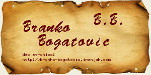 Branko Bogatović vizit kartica